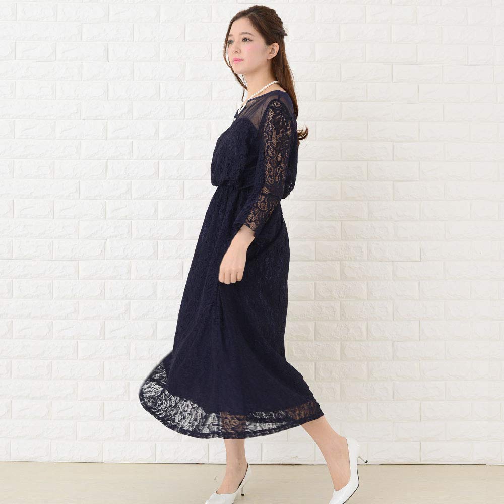 Amazon.co.jp: [Lace Ladies] レース切替 ロングワンピース